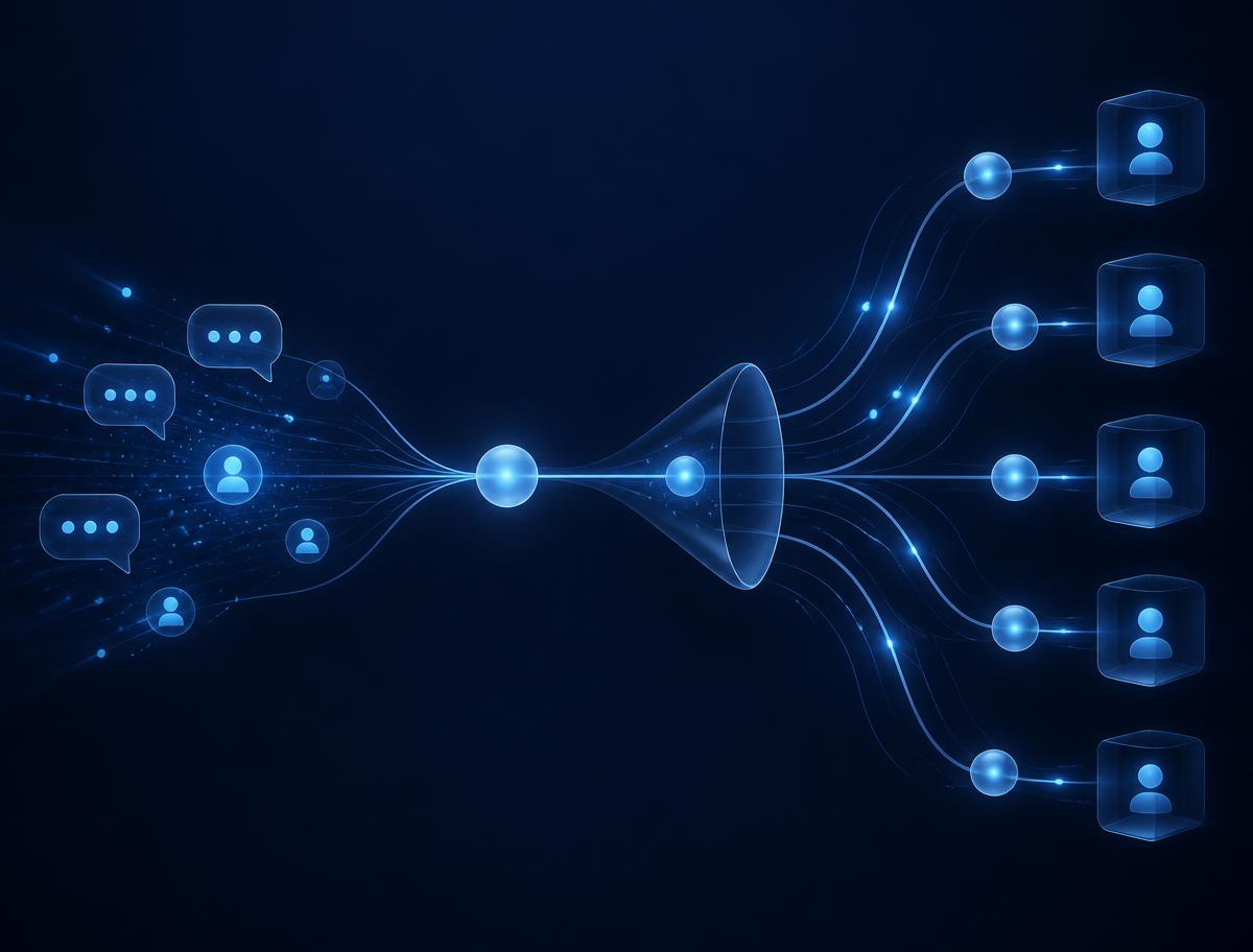 Abstract visualisation of an automated lead flow pipeline